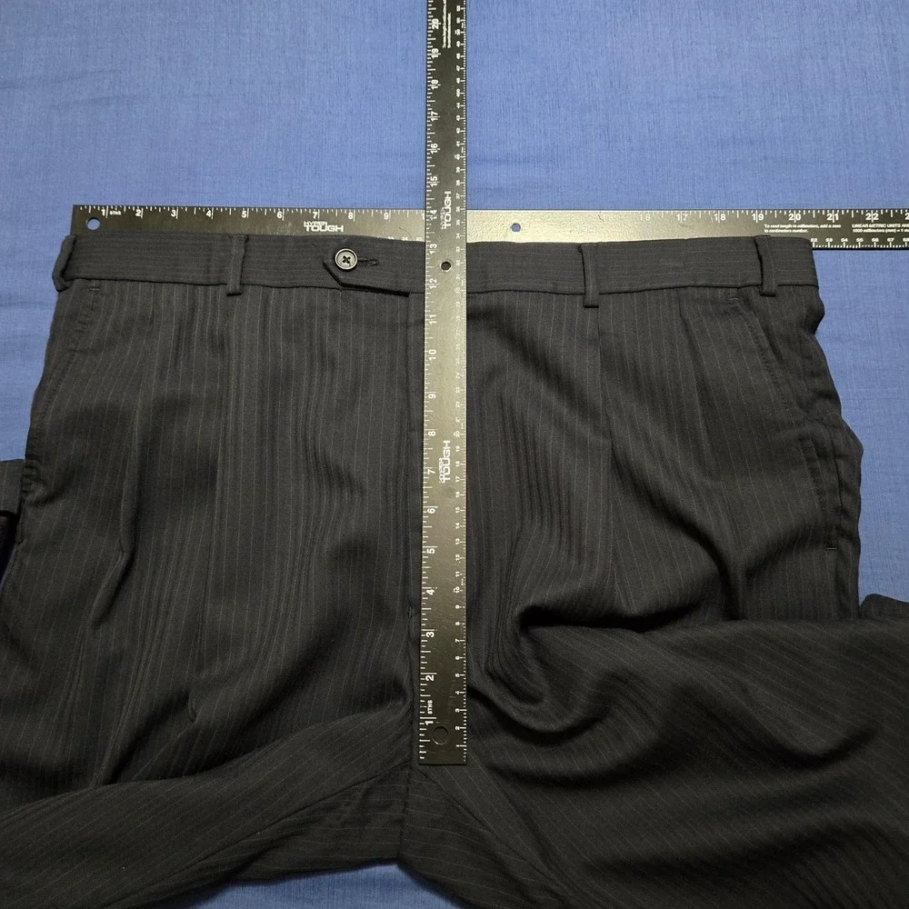 Stafford Dress Pants Mens 40x32‎ Gray Performance Wool Blend Pinstripe Stretch